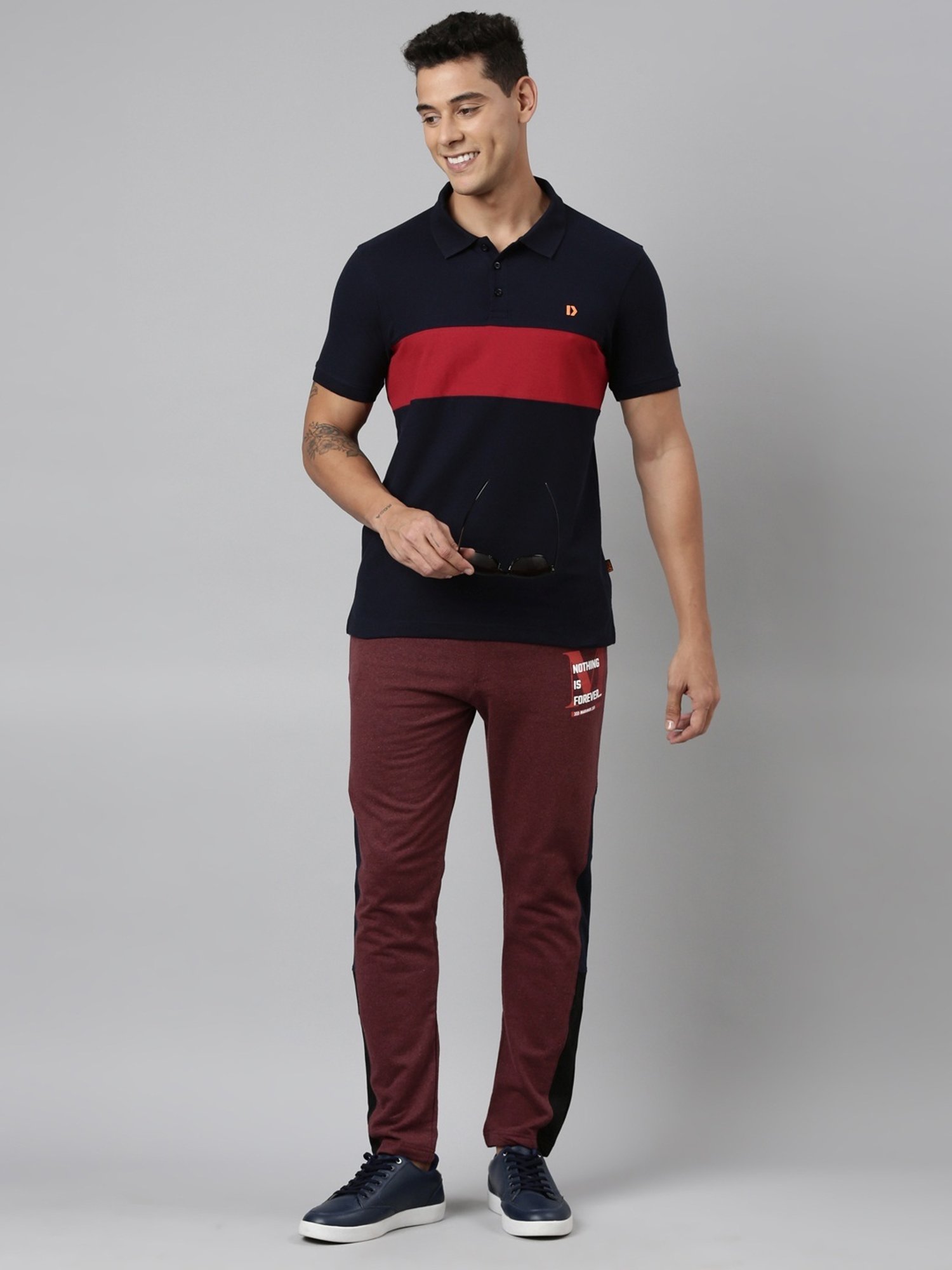 Dixcy Scott Maximus Blue Cotton Regular Fit Colour Block Polo T-Shirt