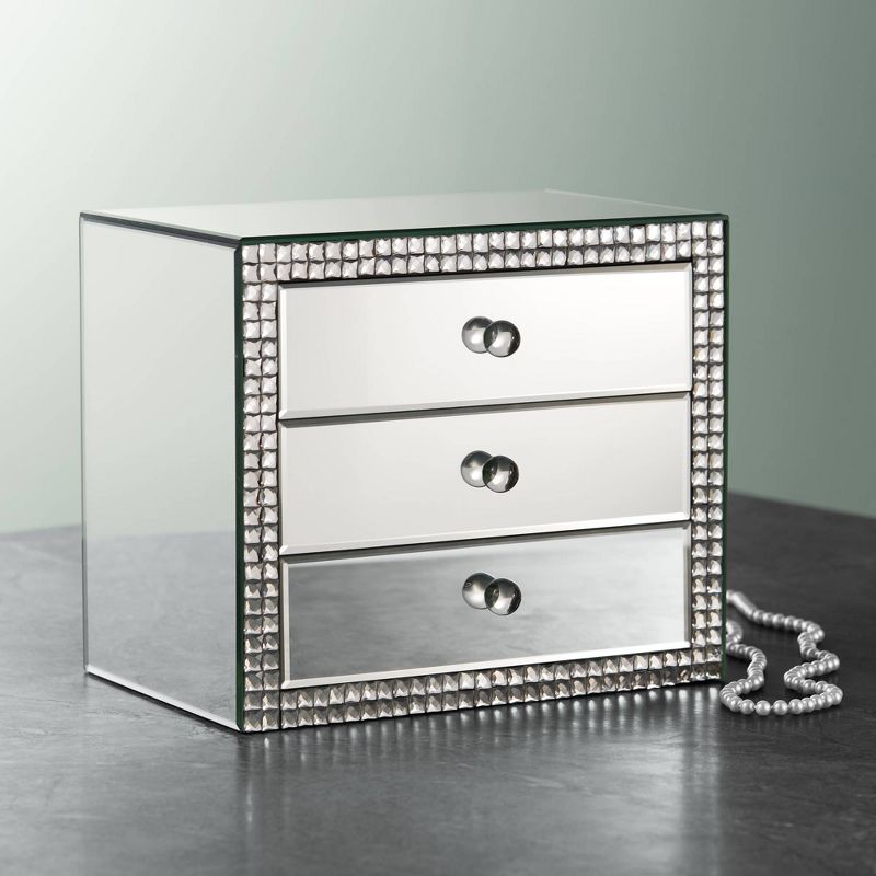 Dahlia Studios Lorain 3-Drawer 12" Wide Mirrored Jewelry Box