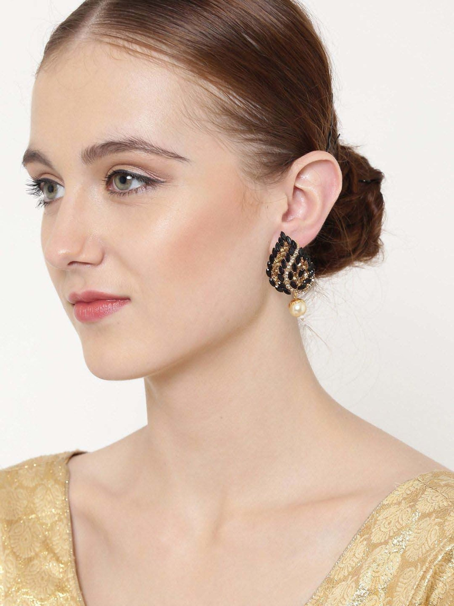 Panash Gold-Plated Handcrafted Paisley Shaped Drop Earrings