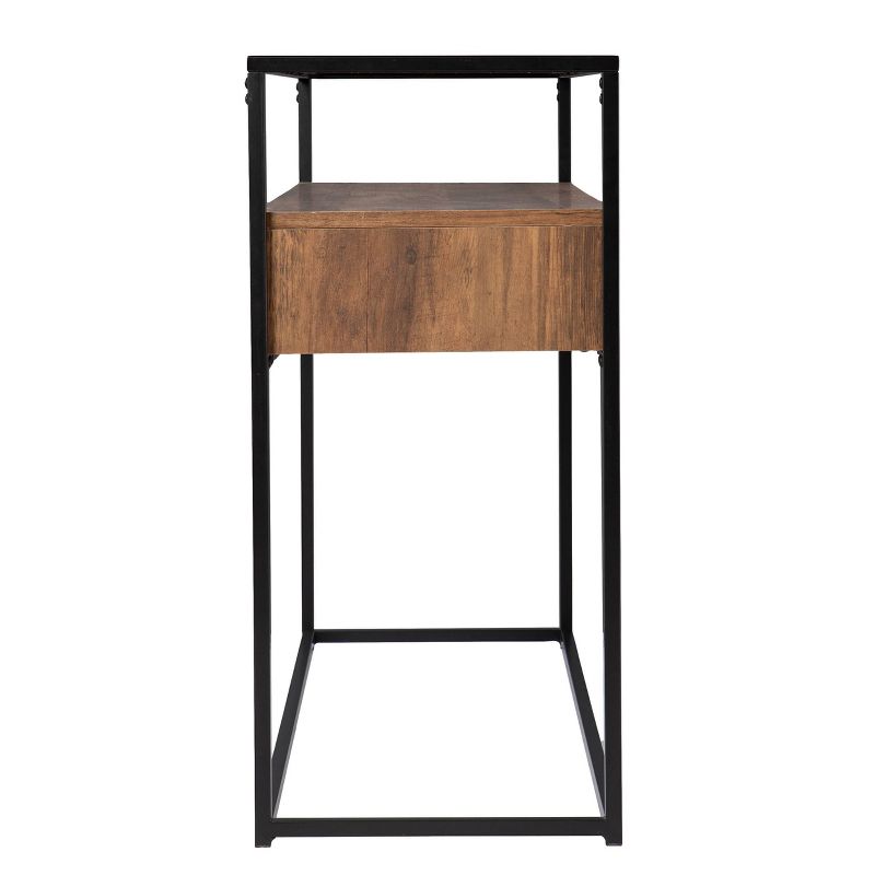 Slehidi Glass Top Console Table with Storage Black/Natural - Aiden Lane