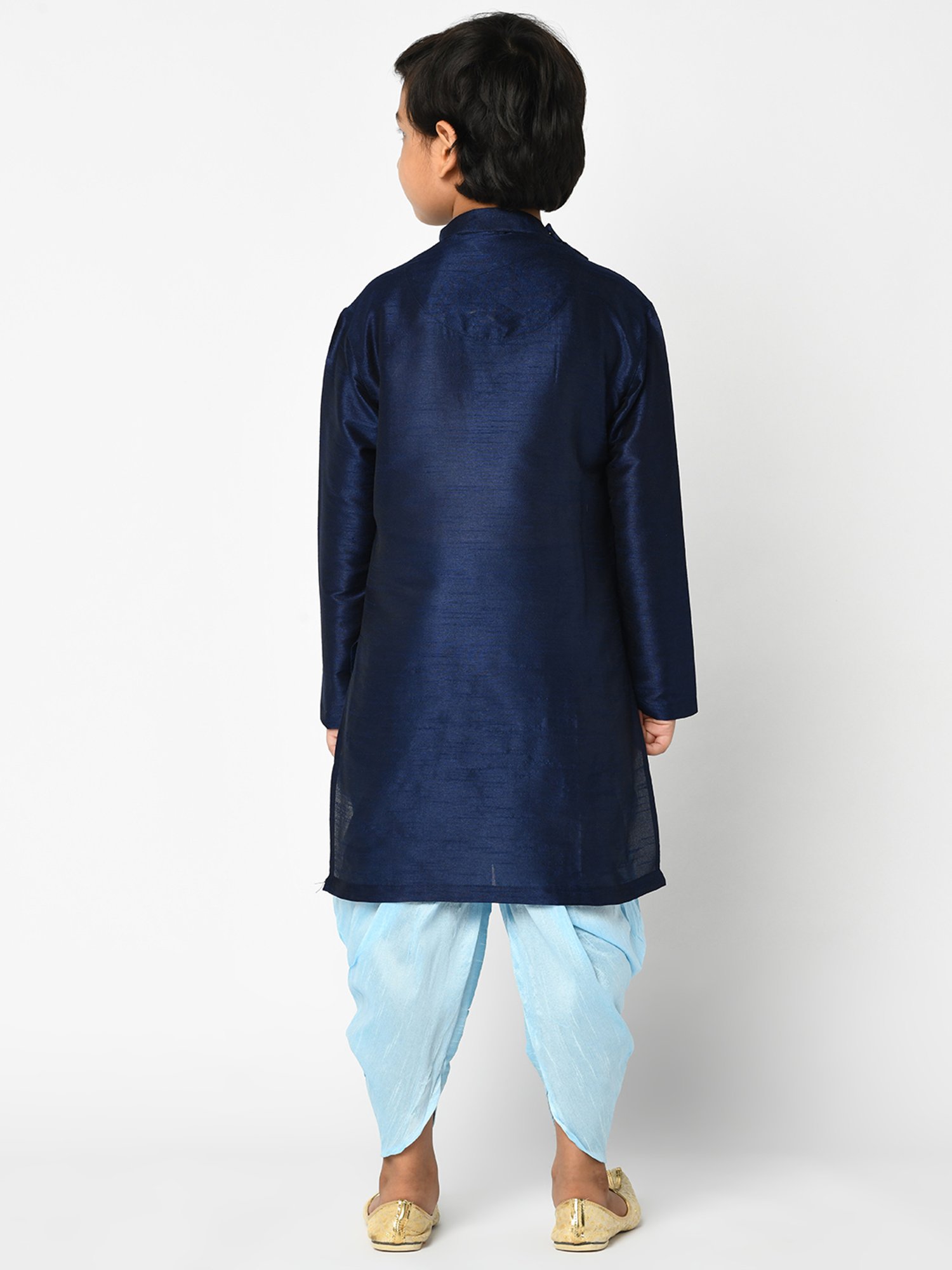 Deyann Kids Blue Solid Full Sleeves Kurta with Patiala