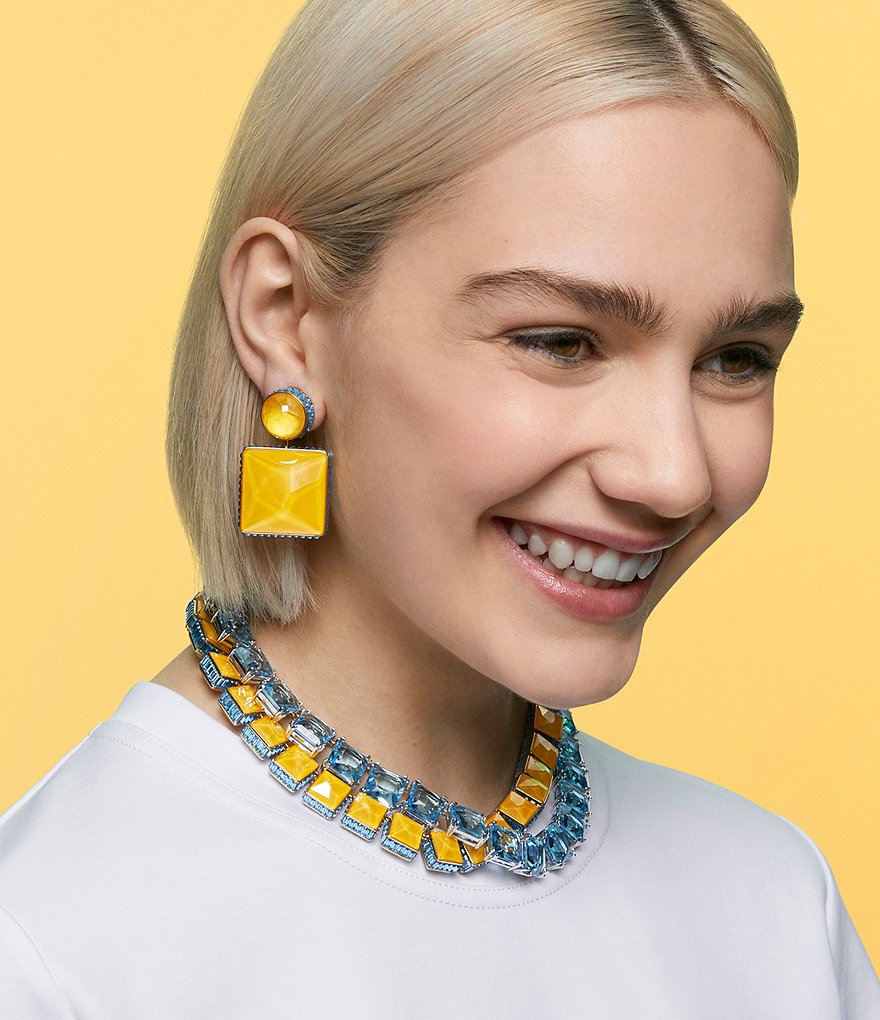 Sanctuary Project Semi Precious Turquoise and White Howlite Three Stone Stud Earrings Gold