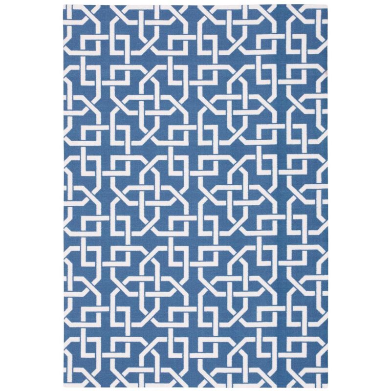 5'3"x7'5" Rectangle Indoor and Outdoor Loomed Geometric Area Rug Blue - Nourison
