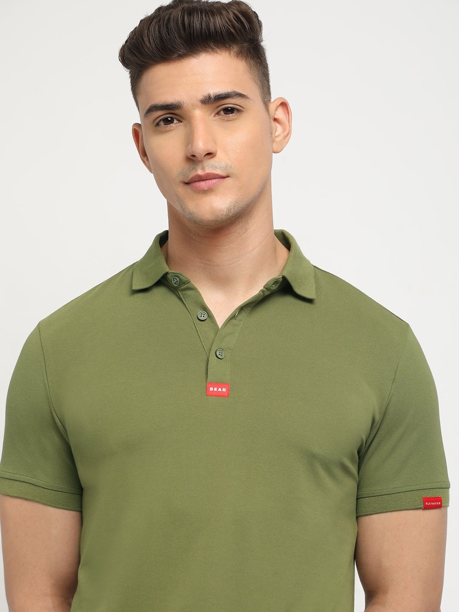 The Bear House Green Slim Fit Polo T-Shirt