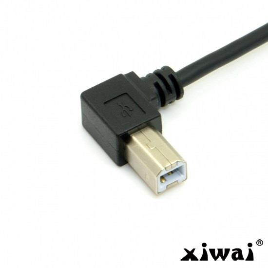 Xiwai Right angled USB B Male to Female extension cable with screws for Panel Mount 1m