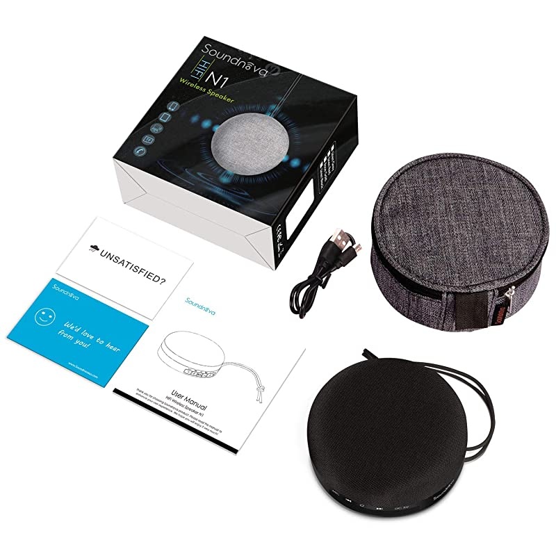 Travel Case Included 8W Bass  IPX5 Waterproof 3D Bluetooth Speaker 15H Music Premium Small Portable Wireless Shower Speaker for iPhone Phone iPad Tablet Pool Beach Hiking Camping Black