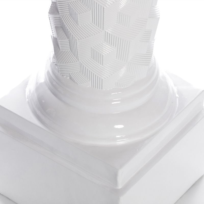 Uniquewise Tall Decor White Geometric Cube Fiberglass Column Pedestal, Display Flower Vase Stand
