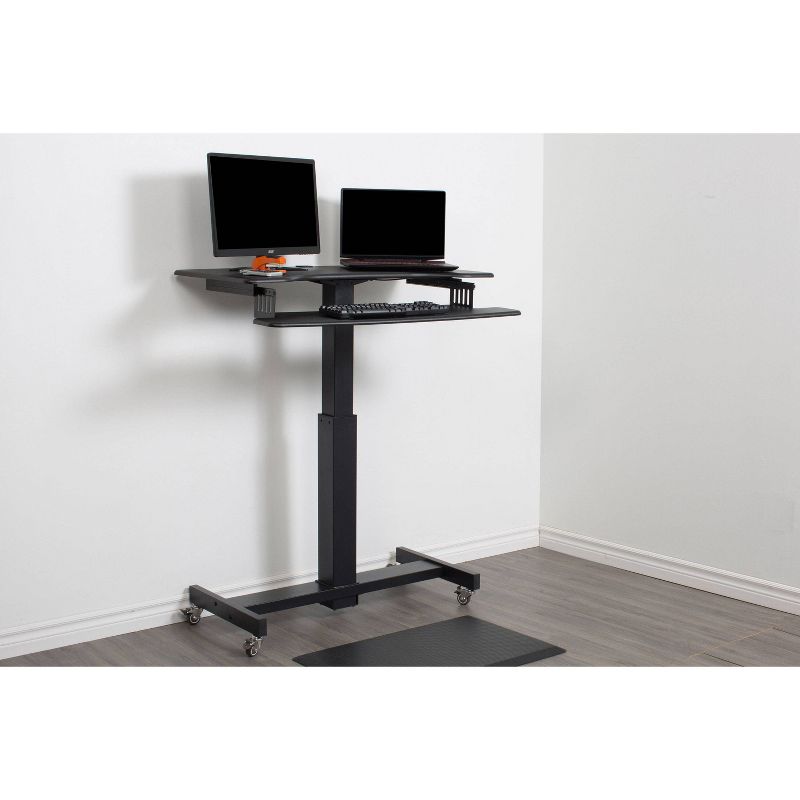 Height Adjustable Mobile Sit To Standing Desk Black - Rocelco