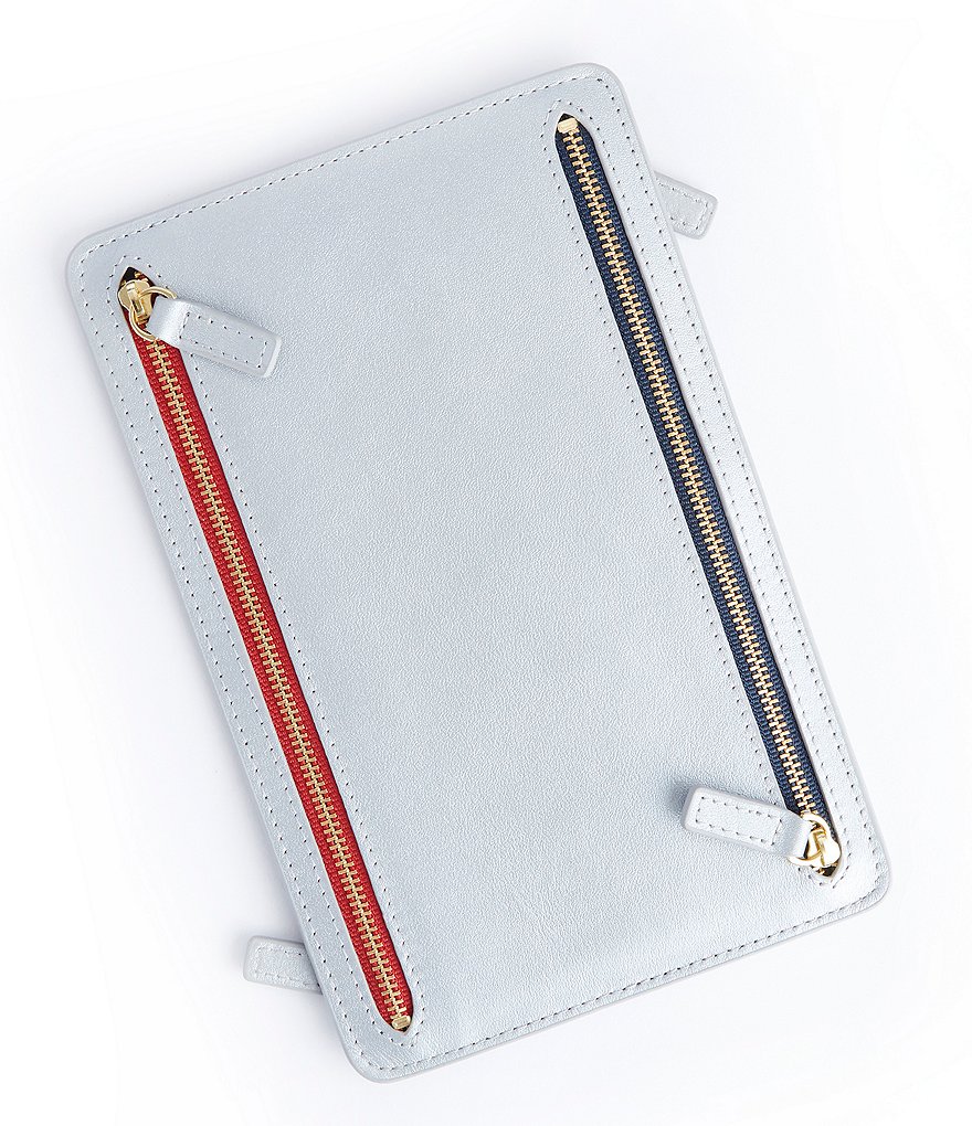 ROYCE New York Leather RFID Blocking Four Zip Organizer Travel Case
