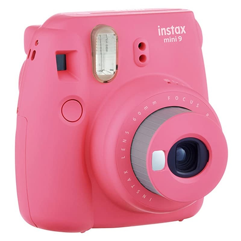 instax mini 9 Instant Film Camera (Flamingo Pink) +  Instax Mini Twin Pack Instant Film (80 Shots) + Camera Case + AA Batteries + Accessory Bundle