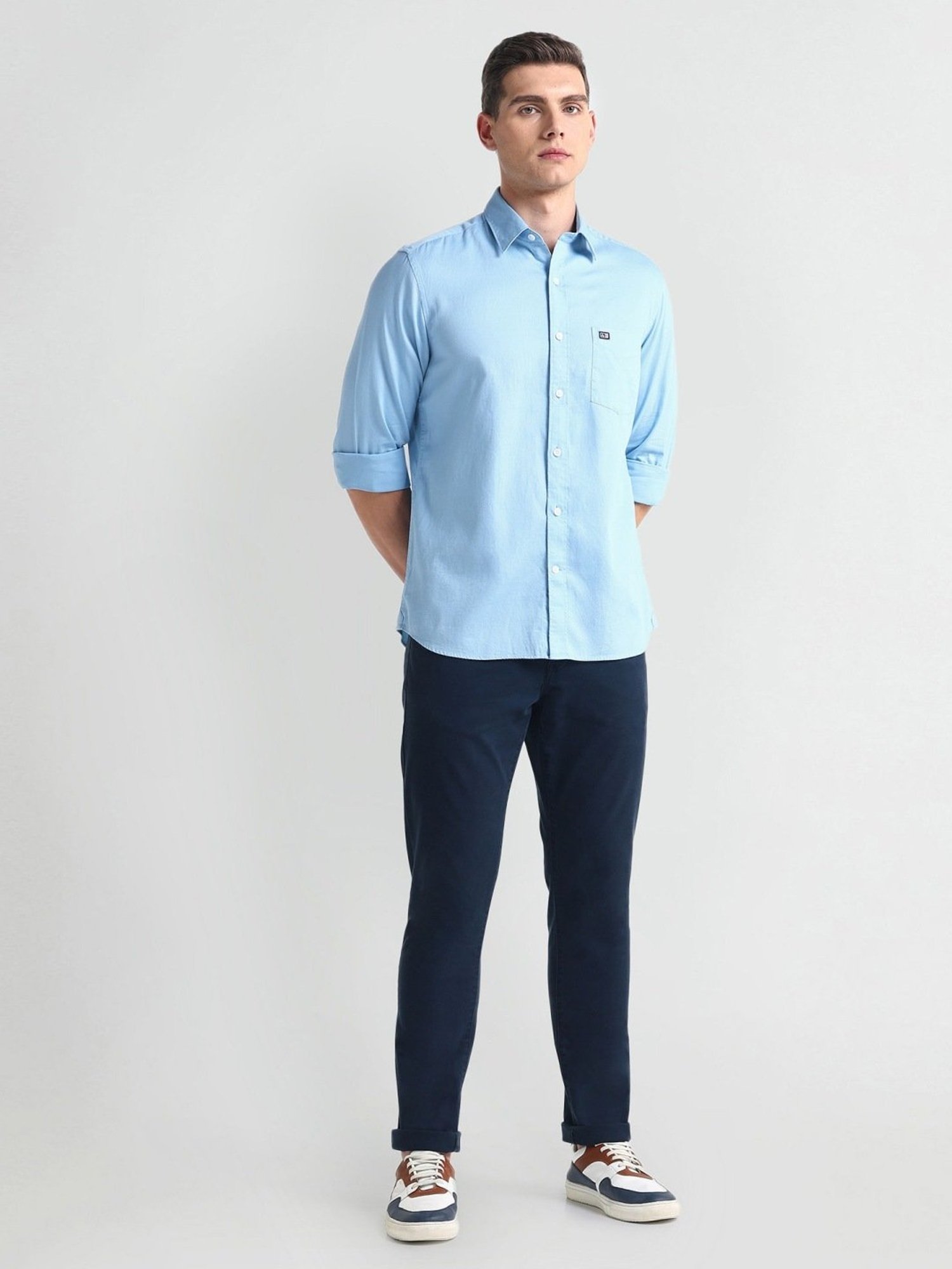 Arrow Sports Blue Cotton Slim Fit Shirt