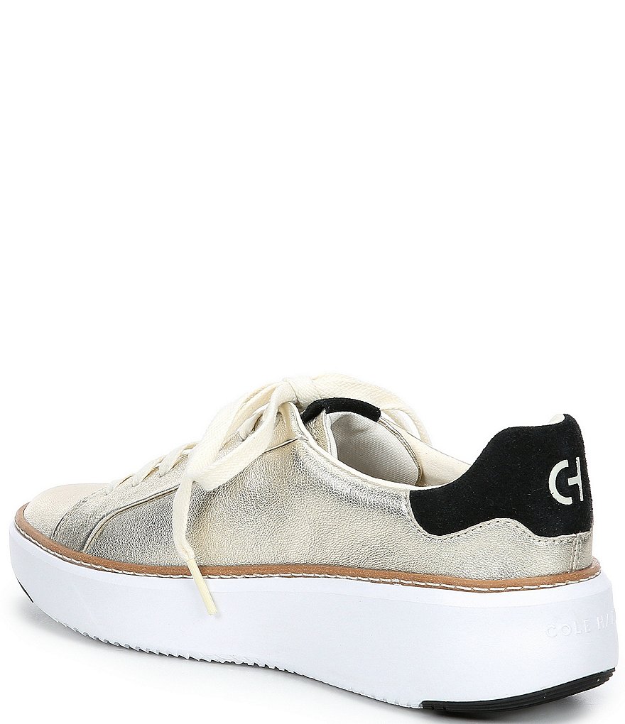 Cole Haan Grandpro Topspin Metallic Leather Lace-Up Sneakers