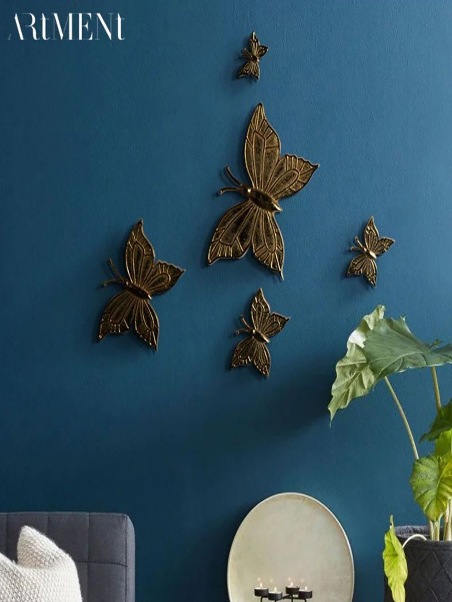 The Artment Multicolor Aluminium Beauty of Butterfly Wall Decor