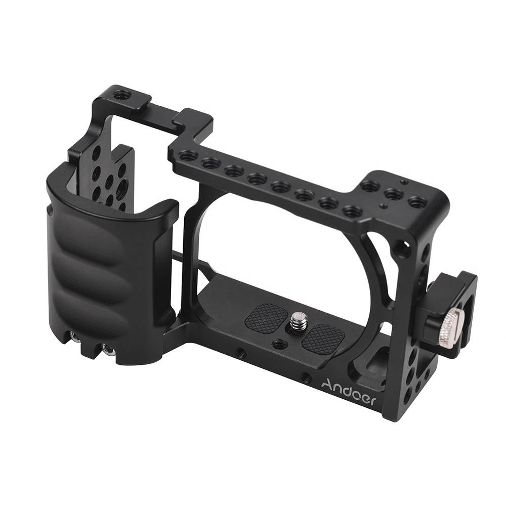 Andoer Protective Aluminum Alloy Video Camera Cage + Hand Grip Kit Film Making System with Cable Clamp for Sony A6000 A6300 A6500 NEX7 ILDC to Mount Microphone Monitor Tripod Lighting Accessories