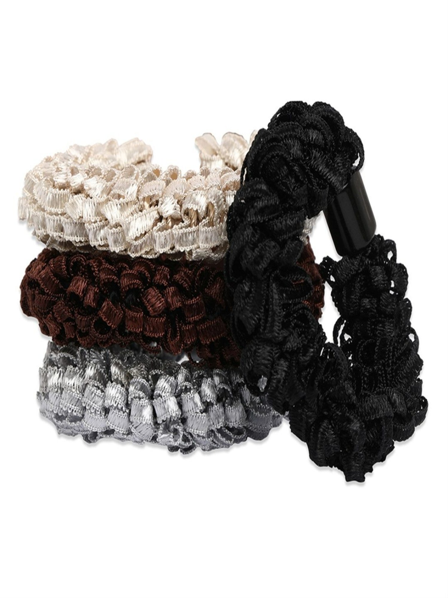 ToniQ Multicolor Textured Hair Rubber - Set of 4