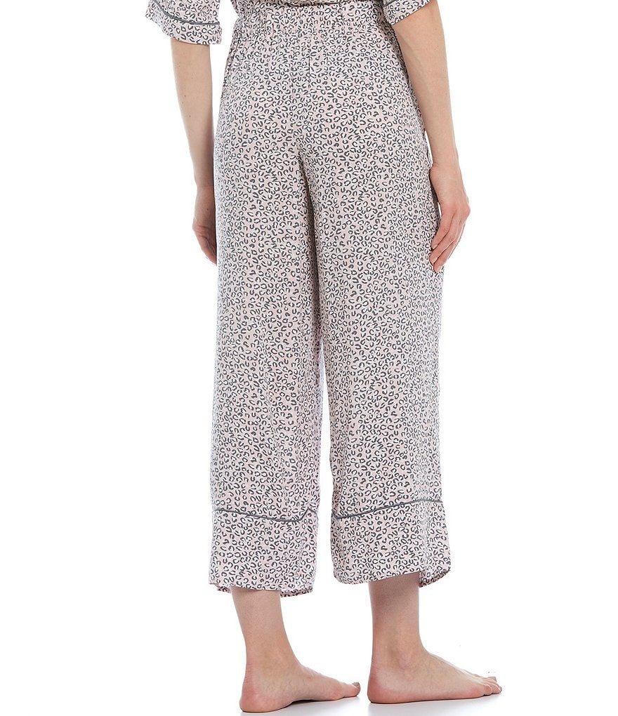 Donna Karan Animal Print Woven Cropped Coordinating Sleep Pants
