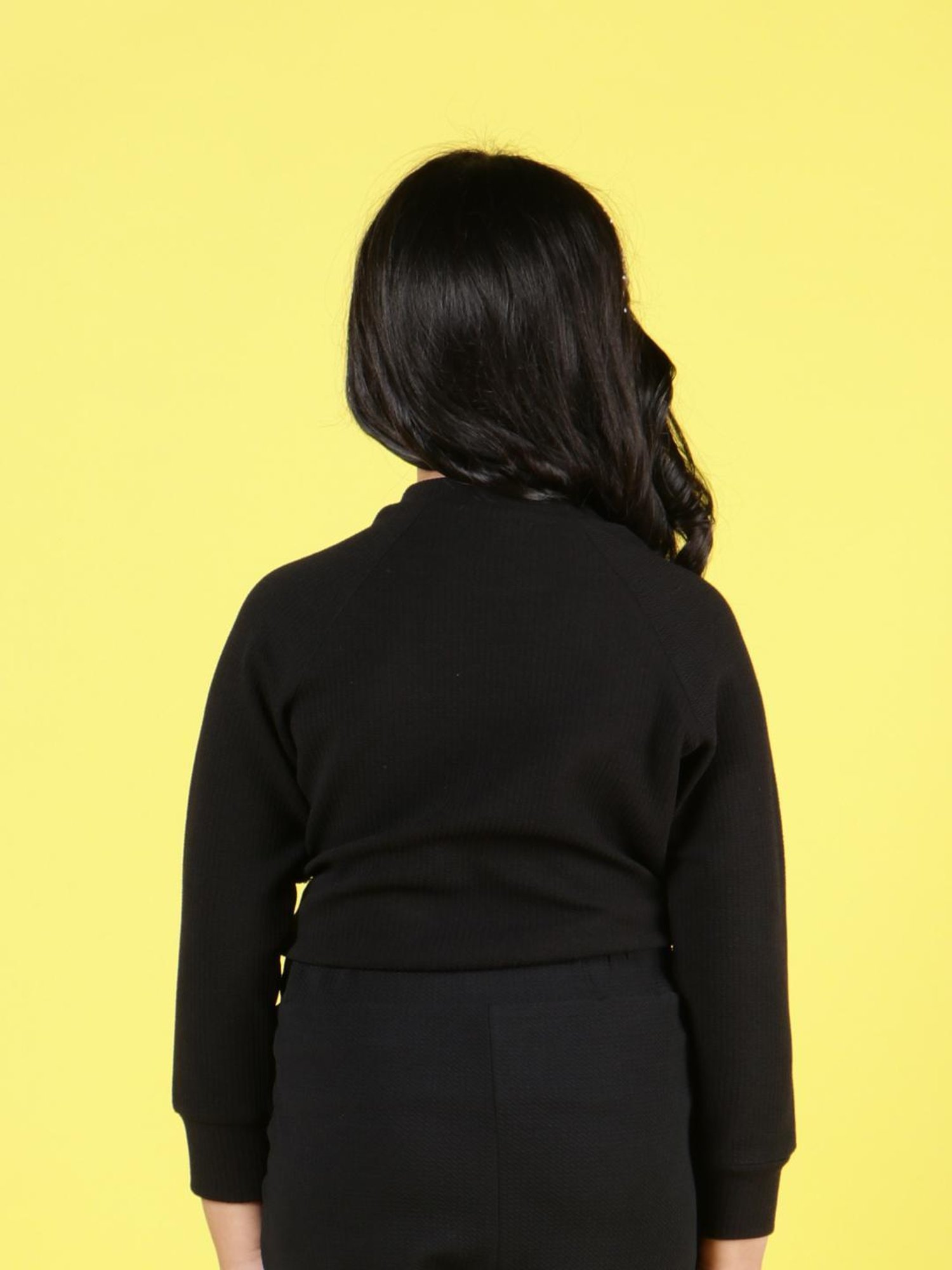 NEUDIS Kids Black Embellished Full Sleeves Top with Skirt