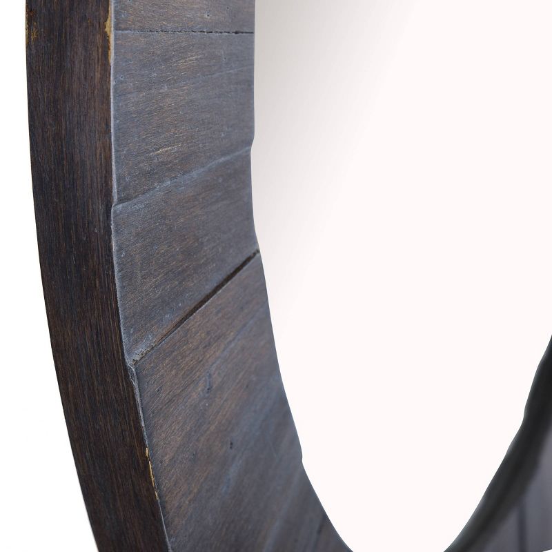 Wood Round Hand Painted Weathered Mirror Wall Sculptures Gray - StyleCraft