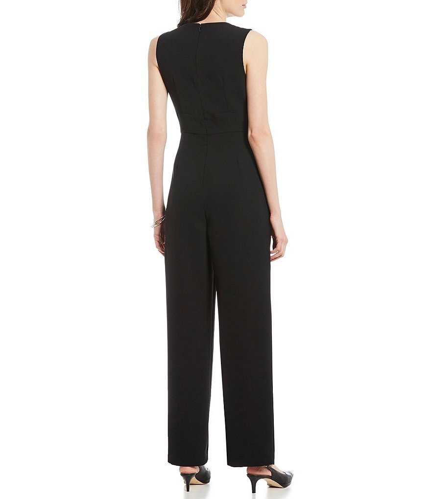 Alex Marie Barbara V-Neck Crossover Waist Slit Front Leg Jumpsuit