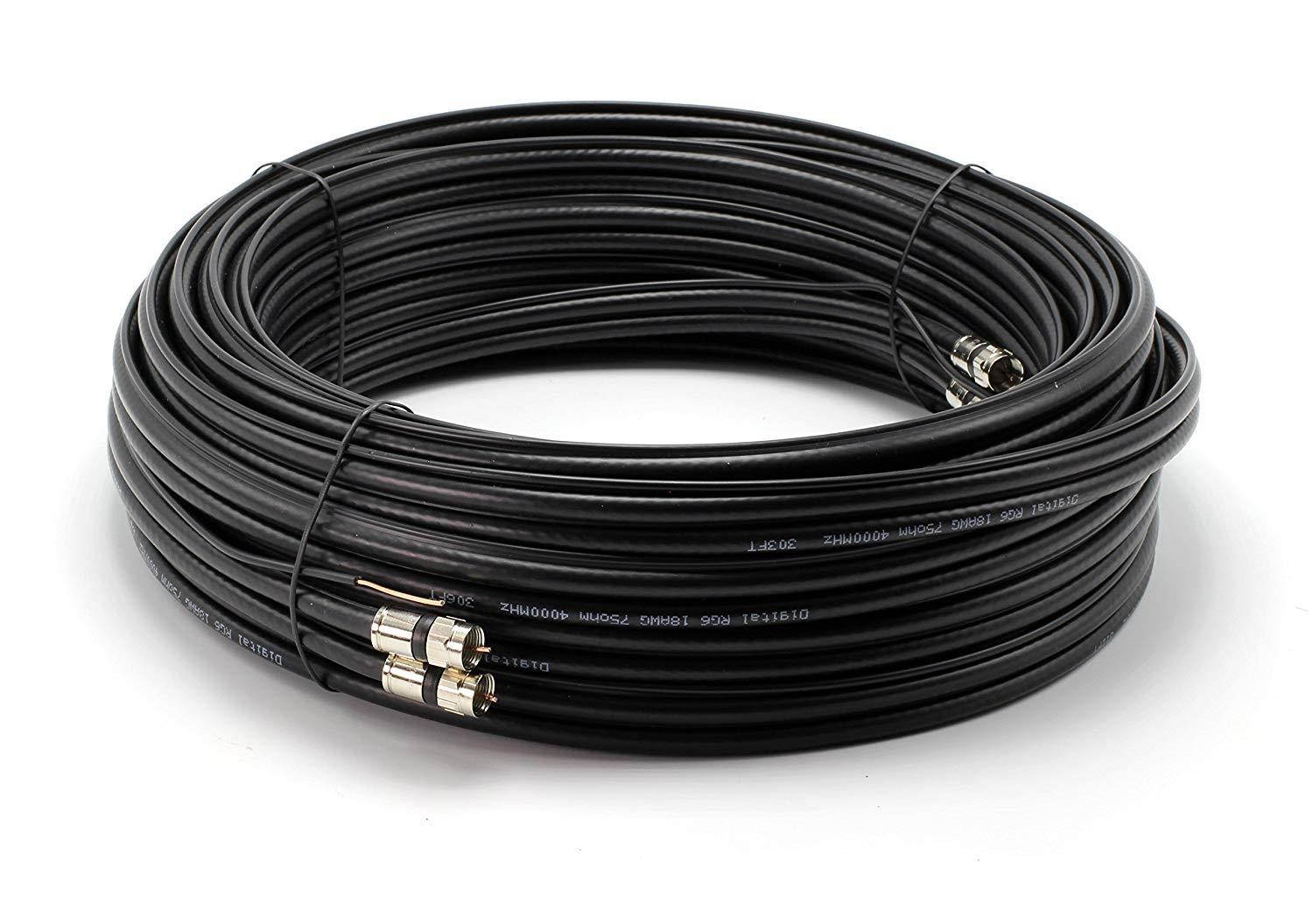 BJC RG-6 Coaxial Cable, 50 Foot, Black; Broadcast Quality Coax, Assembled in ...