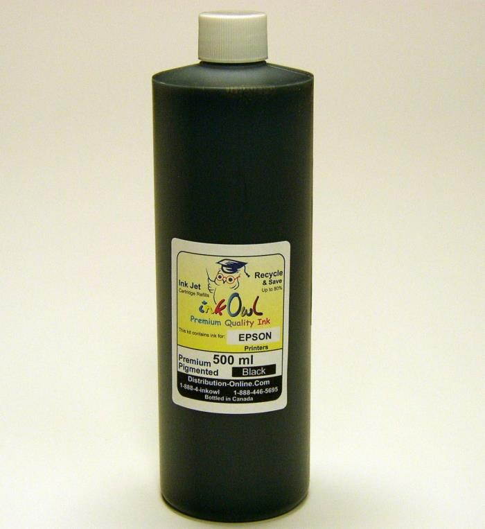 InkOwl Premium Pigmented Ink for EPSON printers using Durabrite ink (500mL, Black)