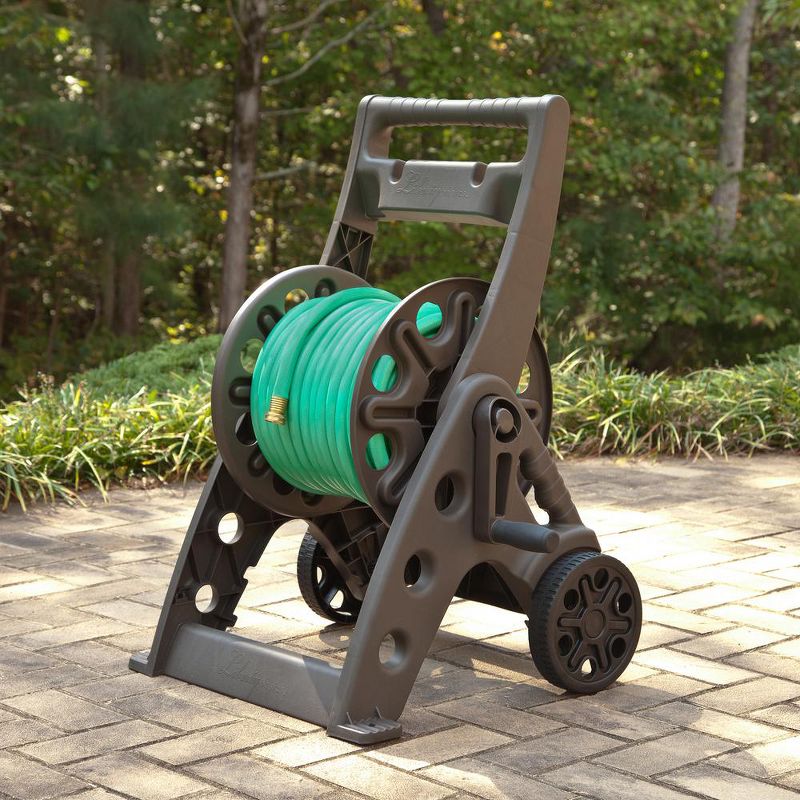 Liberty Garden 514 2 Wheel 225 Foot Capacity Resin Folding Frame Garden Water Hose Reel Cart, Bronze
