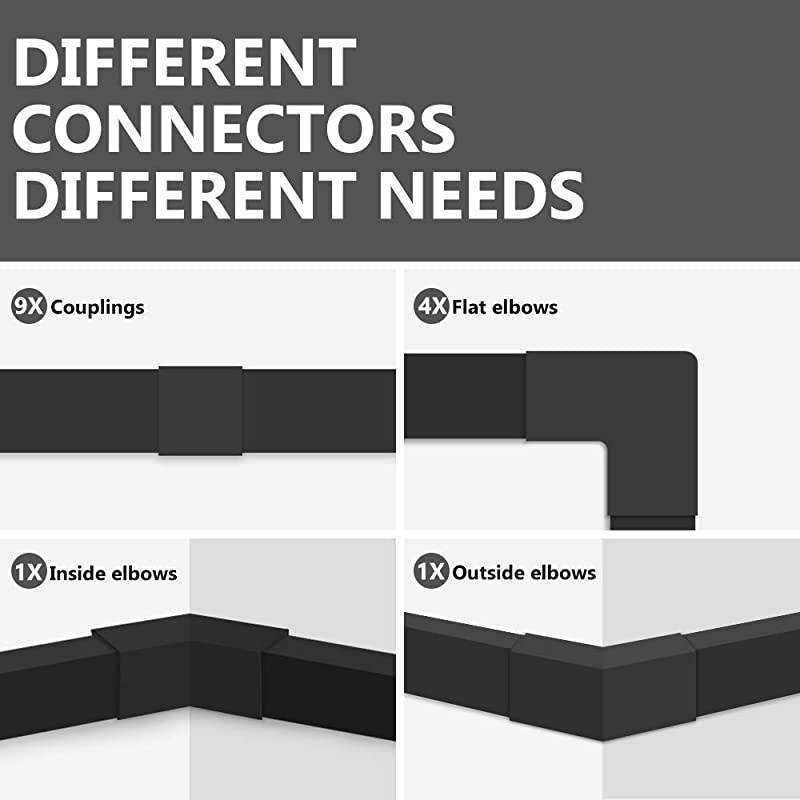 Cable Concealer 157in Cord Cover PVC Wire Molding Paintable Wire Channel to Hide a Single Power Cord Speaker Wire or TV Cables in Home or Office 10X L157in W059in H04in CC03 Black