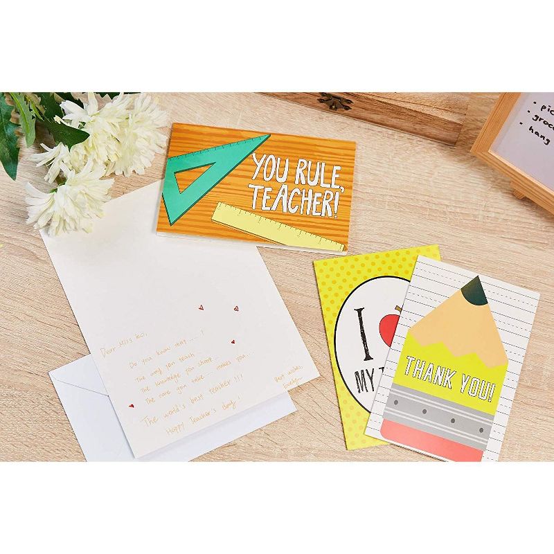 Sustainable Greetings 48-Pack Teacher Appreciation Cards for Kindergarten and Elementary, 6 Designs (4 x 6 In)