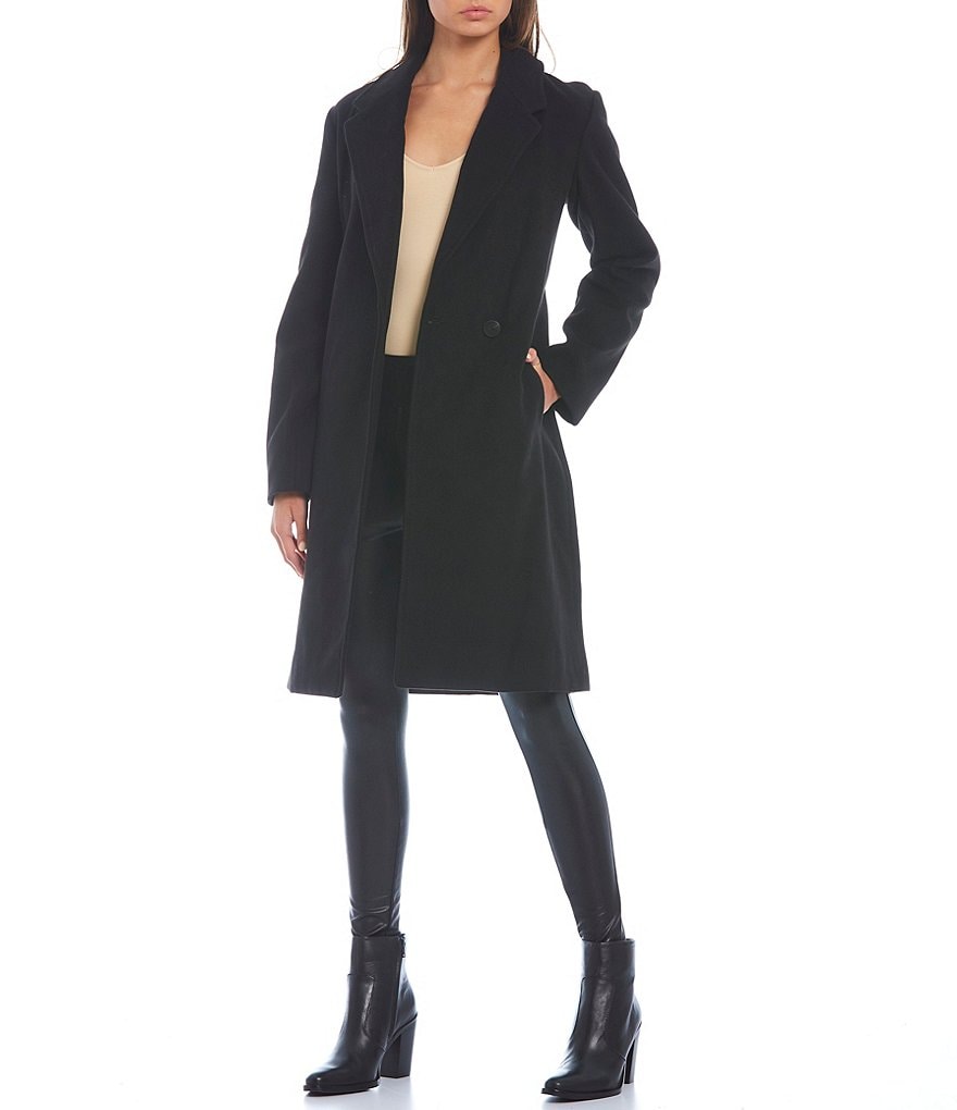 GB The New Long Sleeve Lined Notch Collar Single Breasted Peacoat