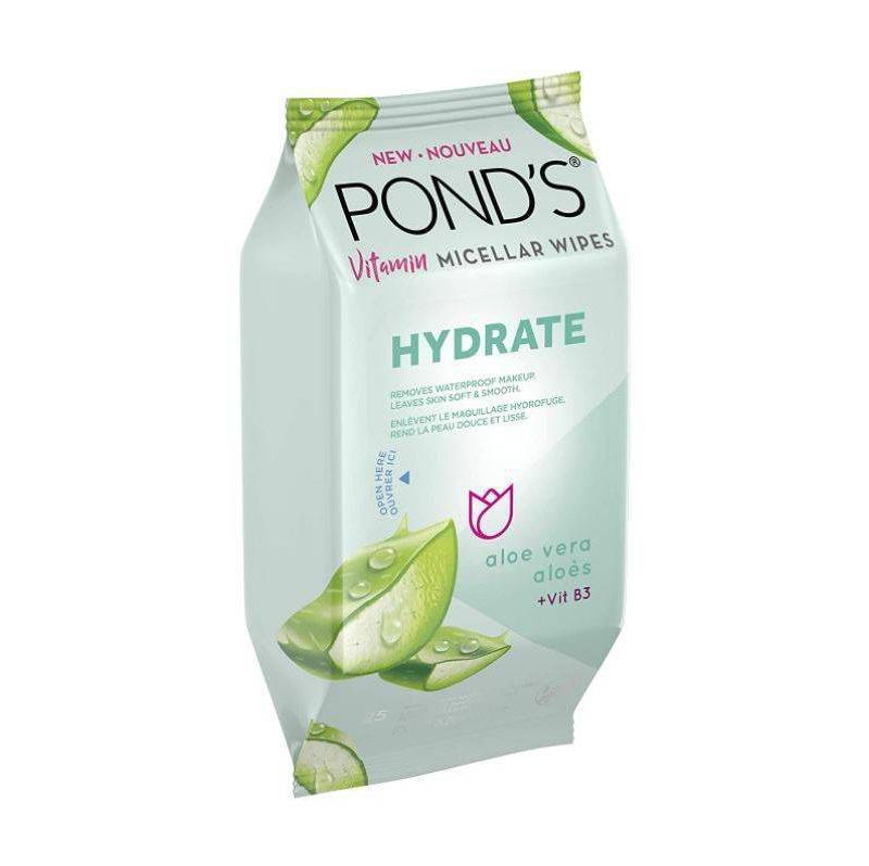 Pond's Vitamin Micellar Hydrate Facial Wipes - Vit B3 - Aloe Vera - 65ct
