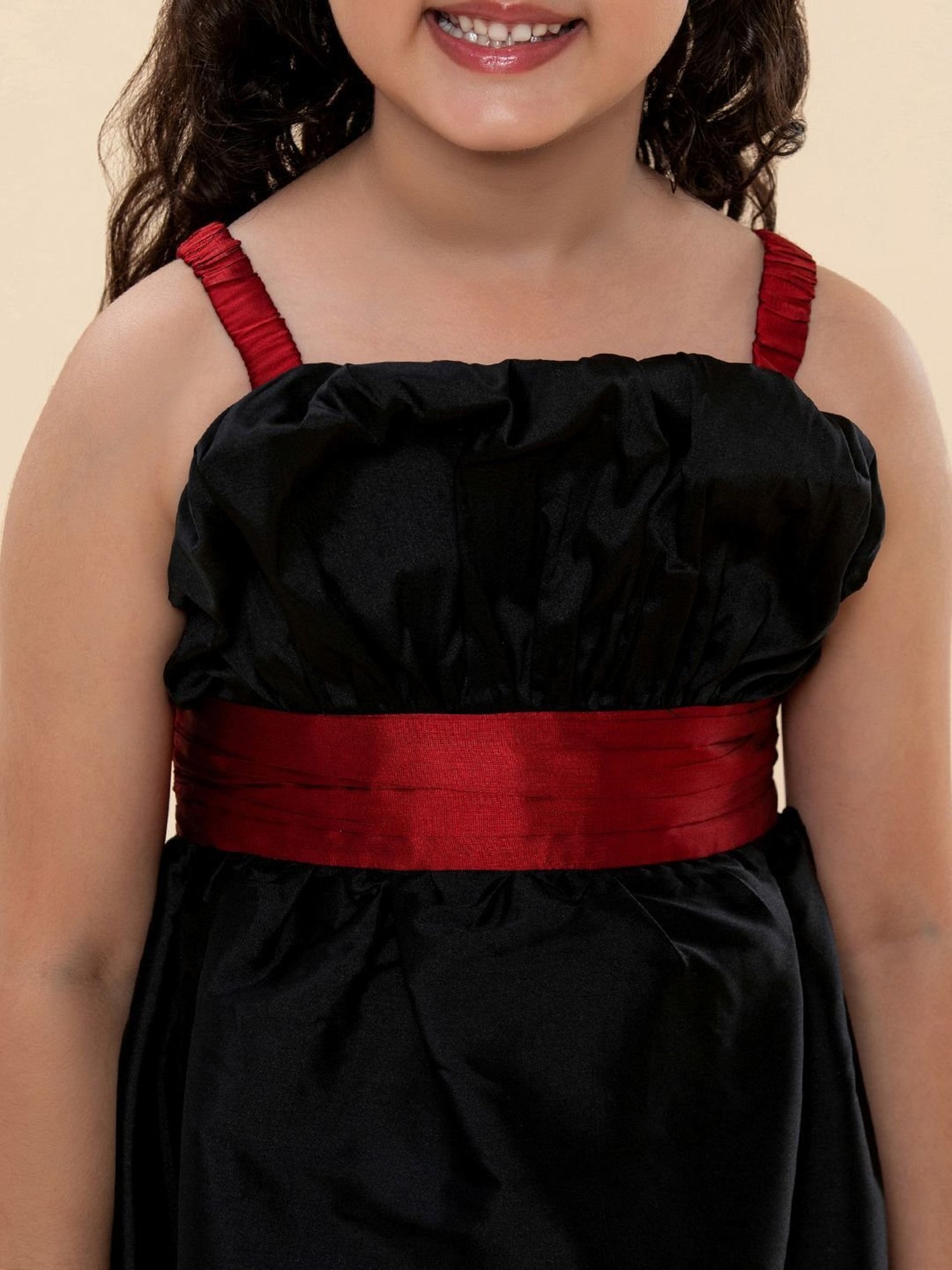 Peppermint Kids Black & White Printed Full Sleeves Dress