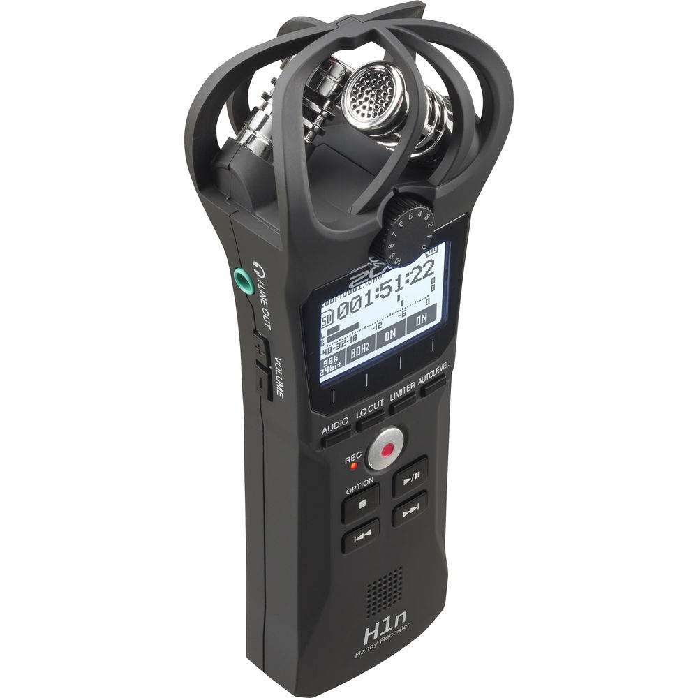 Zoom H1n Handy Recorder Black + On Stage Windscreen + SanDisk Ultra 32GB Card + Cable + Samson Headphones + Energizer AAA Batteries