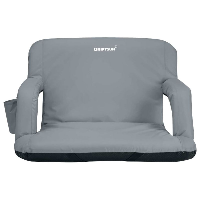 Driftsun Universal Wide Deluxe 25 Inch Width Folding Stadium Reclining Bleacher Seat Chair with Back Support for Sporting Events, Gray
