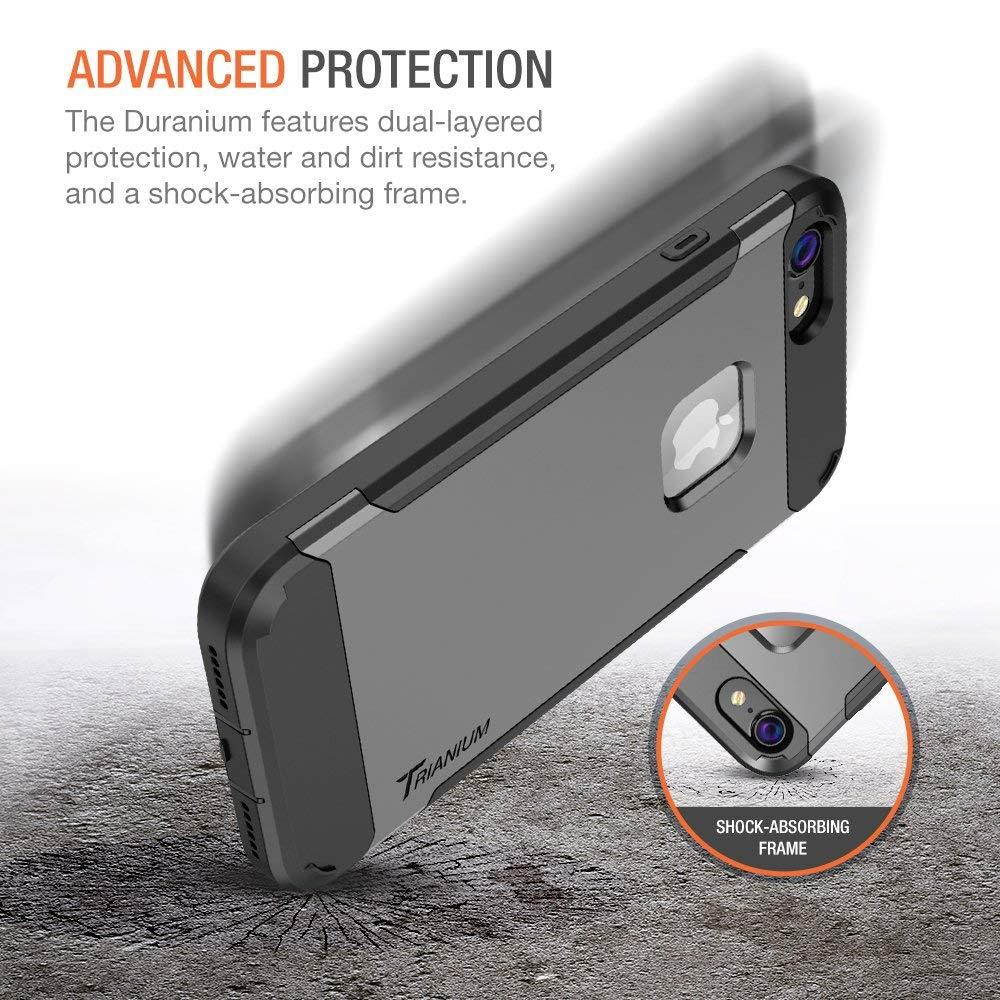 Trianium iPhone 8 Case [Duranium Series] with Holster Case Heavy Duty Protective Cover and Built-in Screen Protector for Apple iPhone8 Phone (2017) Belt Clip Kickstand [Full Body Protection]- Gunmetal