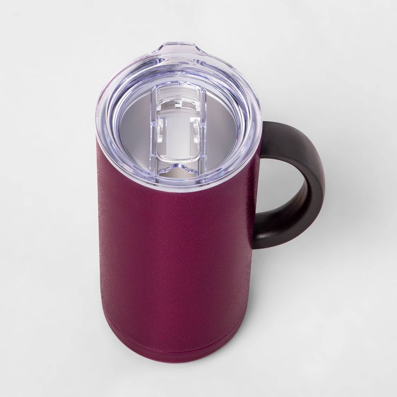 18oz Double Wall Stainless Steel Glitter Mug with Lid and Handle Magenta - Room Essentials™