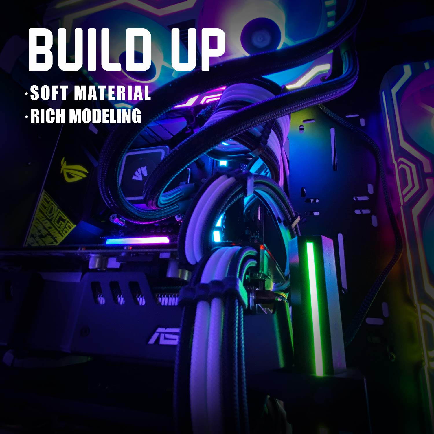 Asiahorse PSU PCIe 6 Pin to PCIe 8 Pin Power Adapter  Extension Cable Sleeved PC Power Supply Braided  Cable triple Pack(300MM - Black & White)