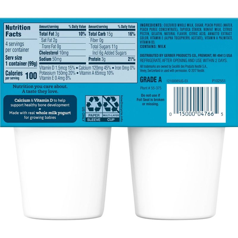 Gerber Crawler 4pk Peach Yogurt Blends - 14oz