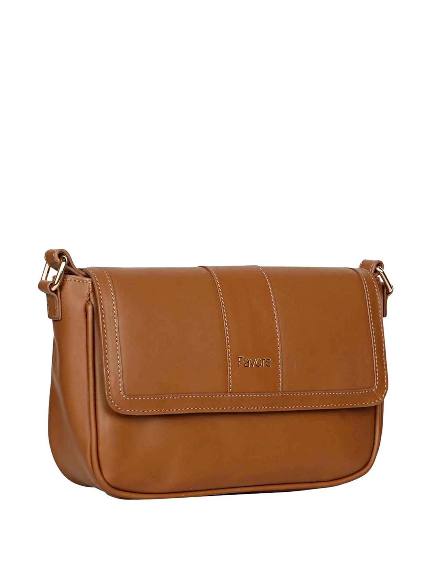 Saint G Tan Solid Medium Sling Handbag