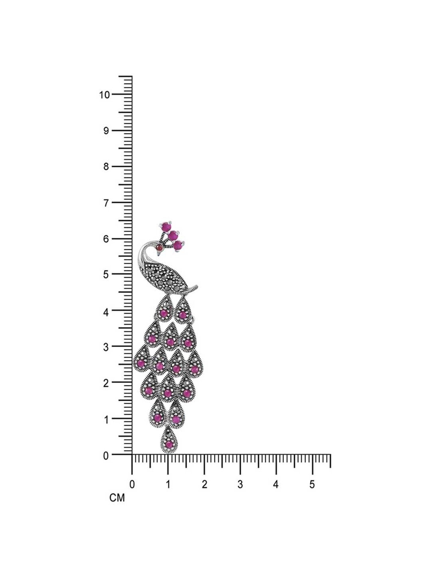 Rihi by P.C. Chandra Jewellers 92.5 Sterling Silver Pink Peacock Dangler Earrings for Women & Girls