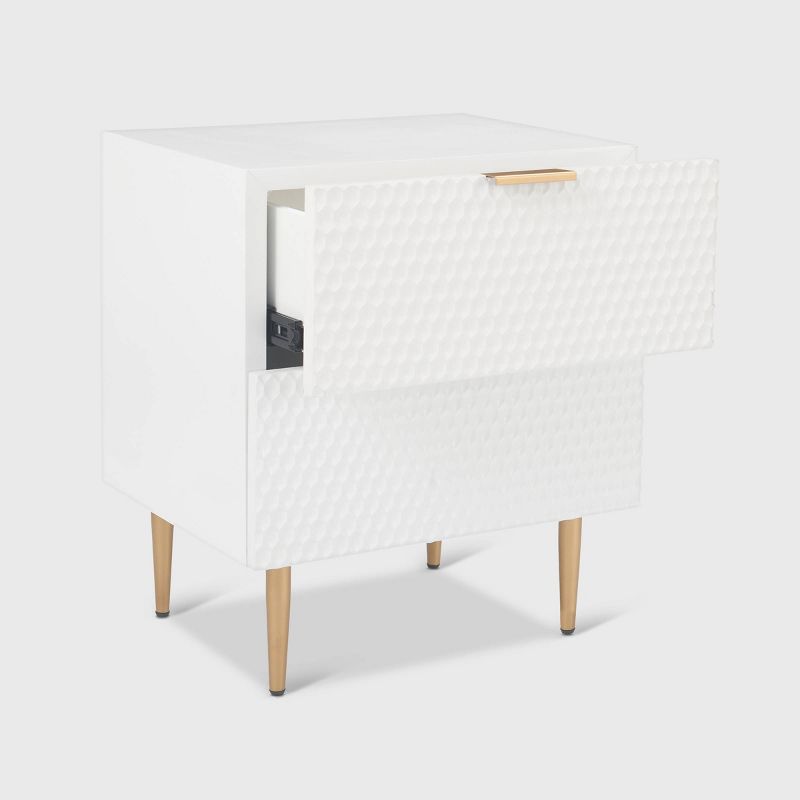Jolie 2 Drawer Side Table White - Adore Decor