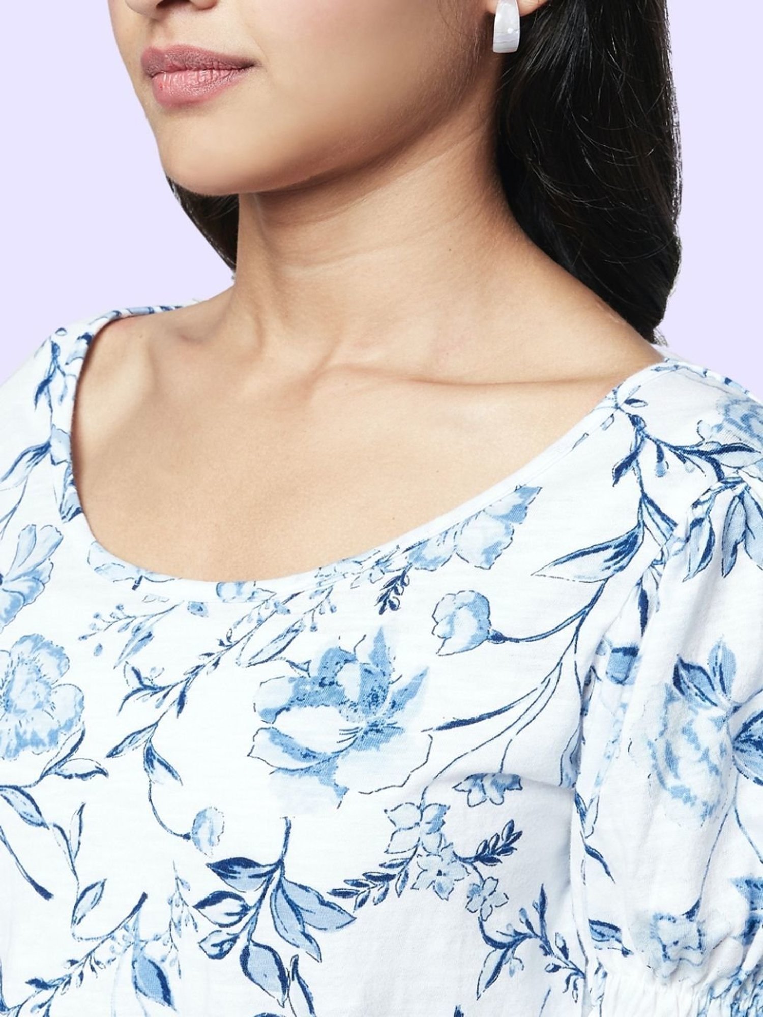 YU by Pantaloons White Floral Print Top