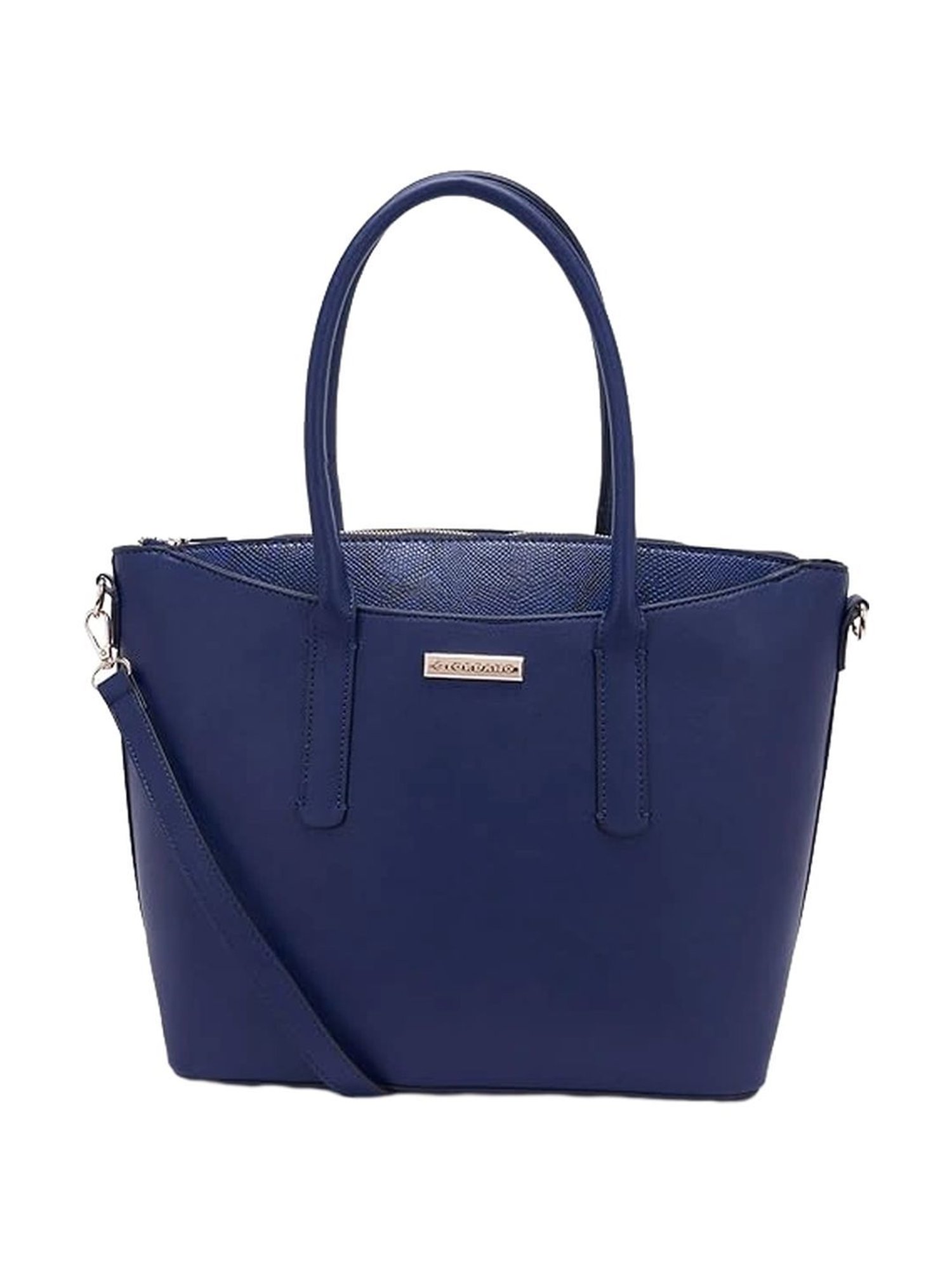 Giordano Navy Blue Solid Medium Tote Handbag