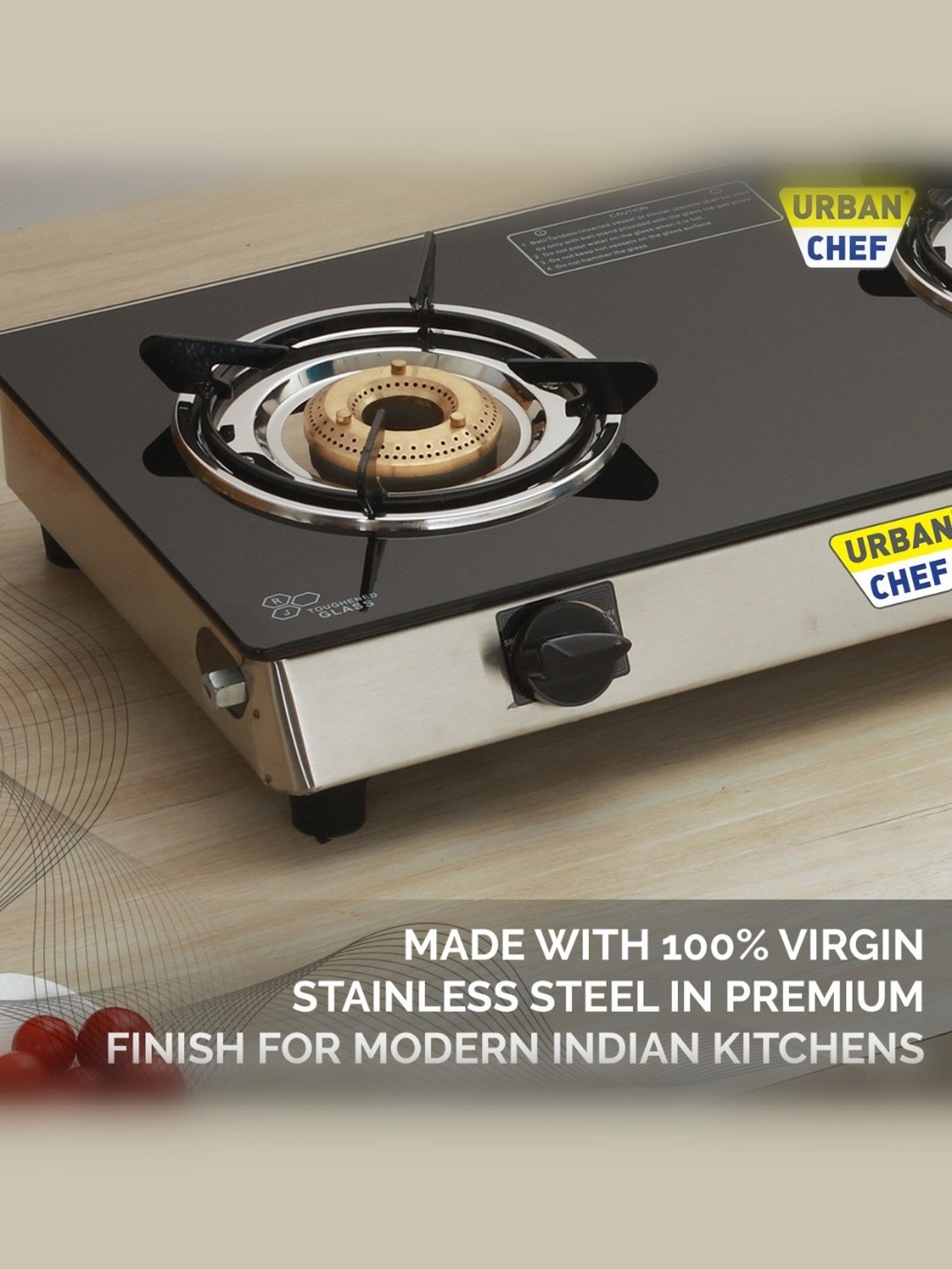 Urban Chef Gas Stove with 2 Burners ( Black )