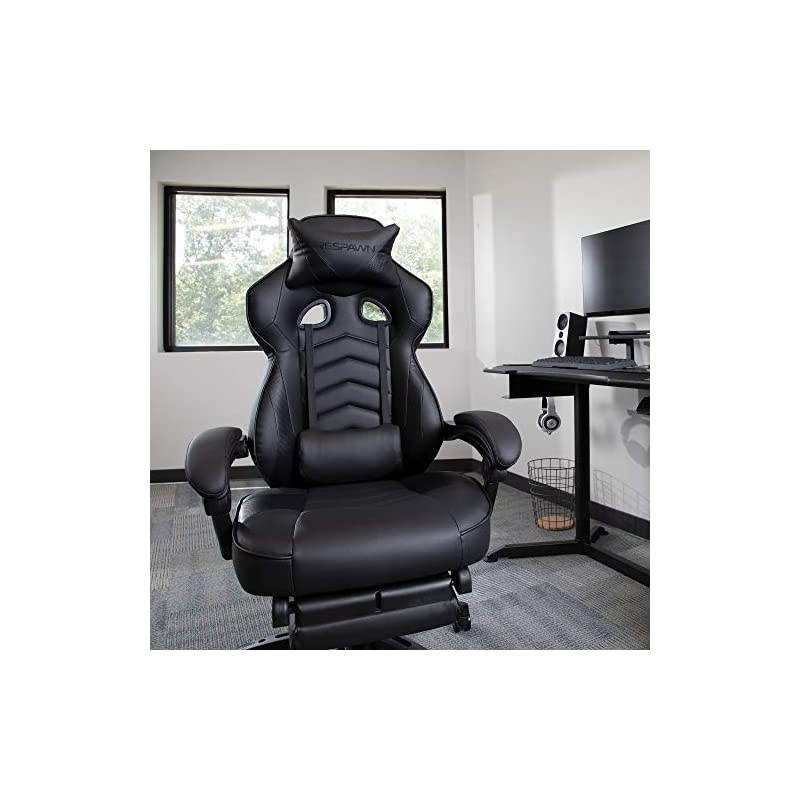 110 Racing Style Gaming Chair, Reclining Ergonomic Chair with Footrest, in Black (RSP-110-BLK)