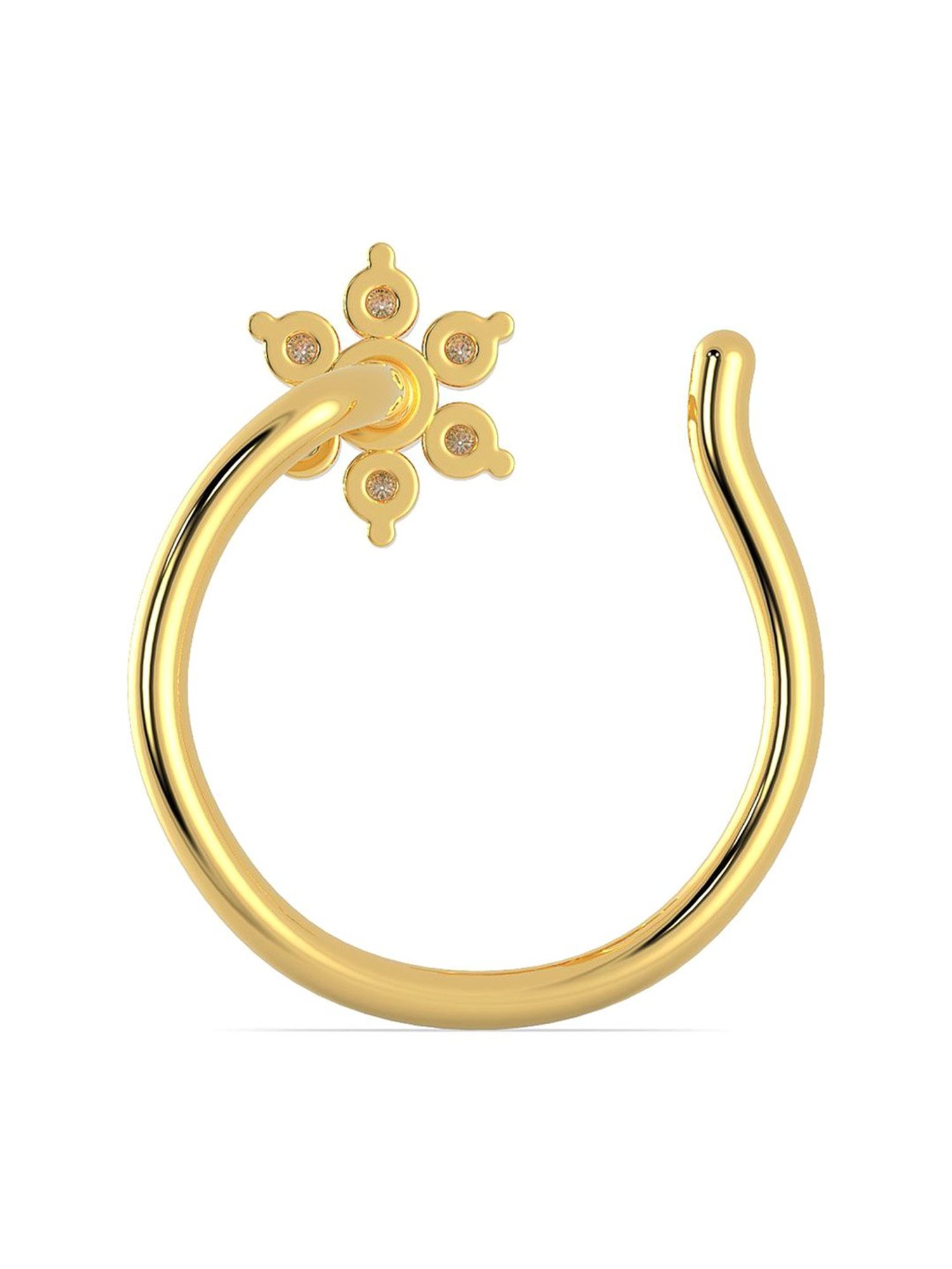 Malabar Gold and Diamonds 18k Gold & Diamond Mine Floral Nosepin for Women