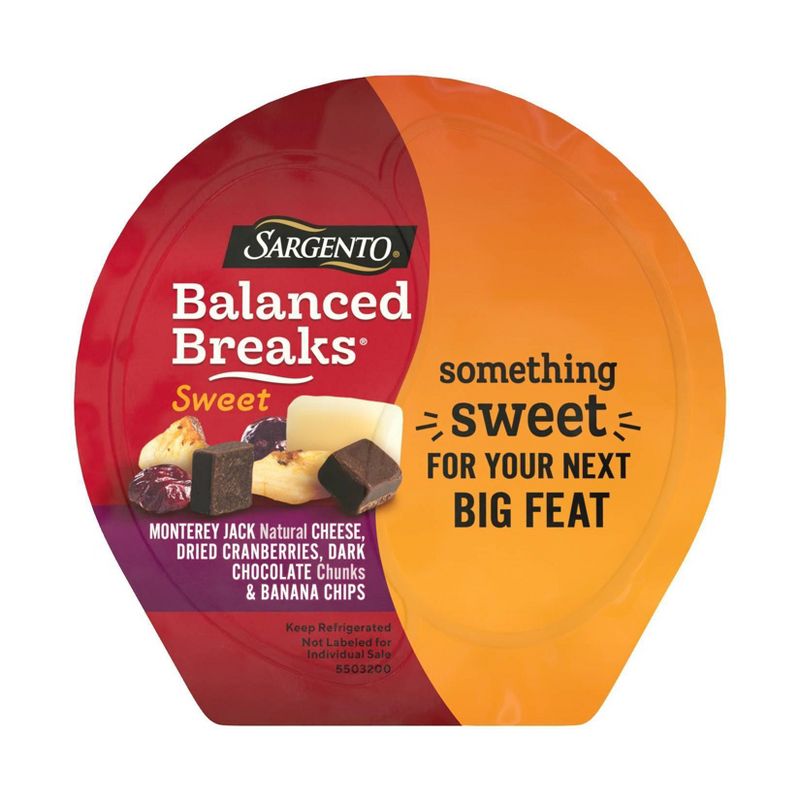 Sargento Sweet Balanced Breaks Monterey Jack Cheese, Dried Cranberries, Dark Chocolate & Banana Chips - 3pk