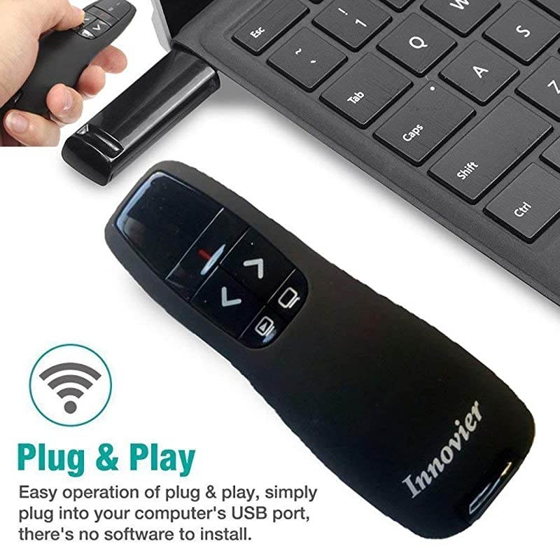 Power Point Presenter Clicker with Dust Proof Pouch for Wireless Presenter Remote Presentation USB Control PowerPoint PPT Clicker for MAC/PC/Keynote