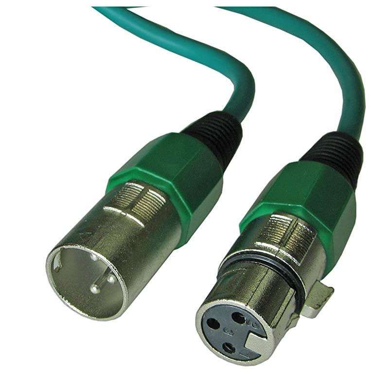 Male to Female 3pin Mic Microphone Loz Extension Cable Cord 10 Foot Feet ft Green