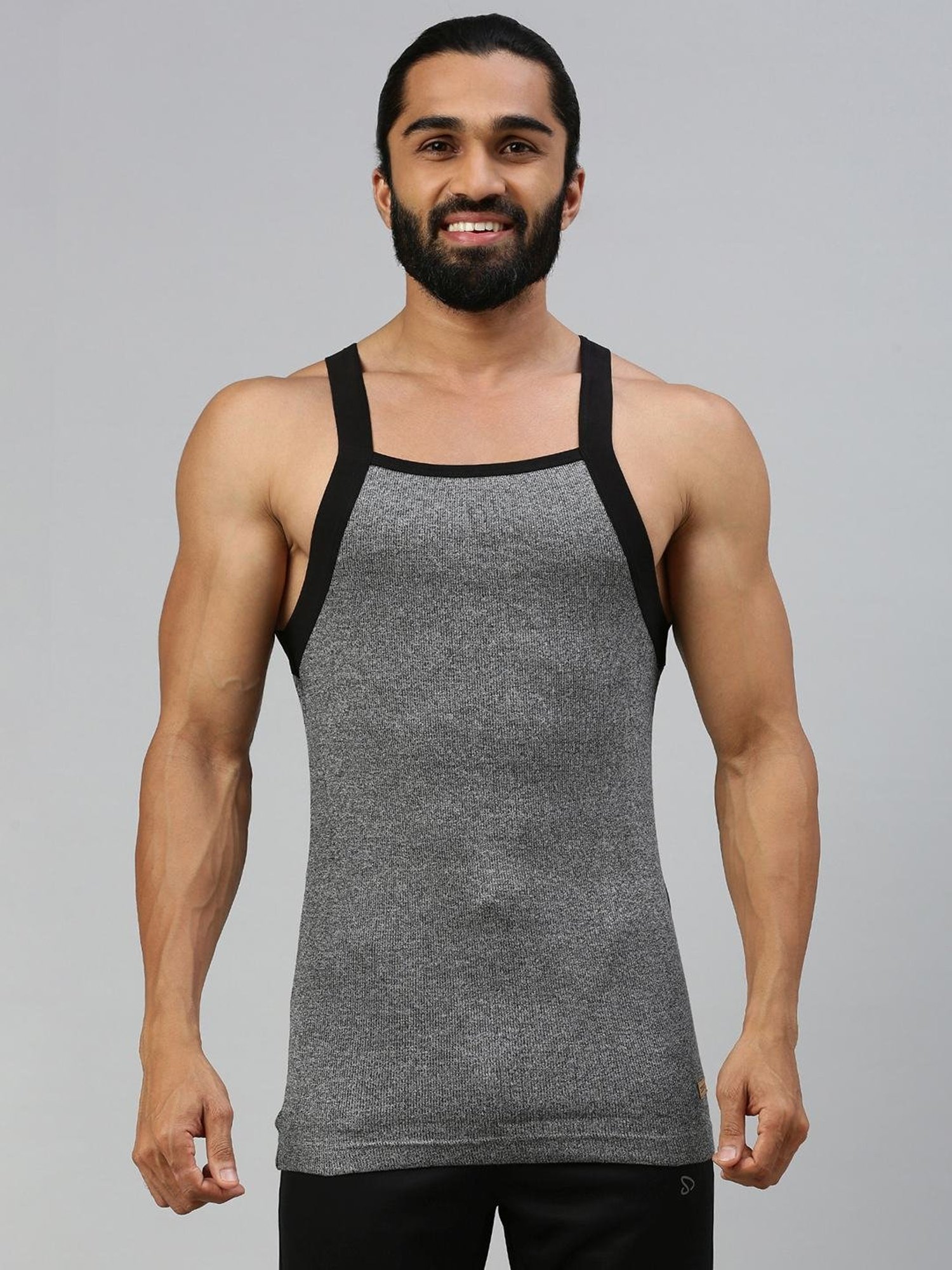 Zoiro Black Jaspe & Black Jaspe Regular Fit Vest - Pack Of 2