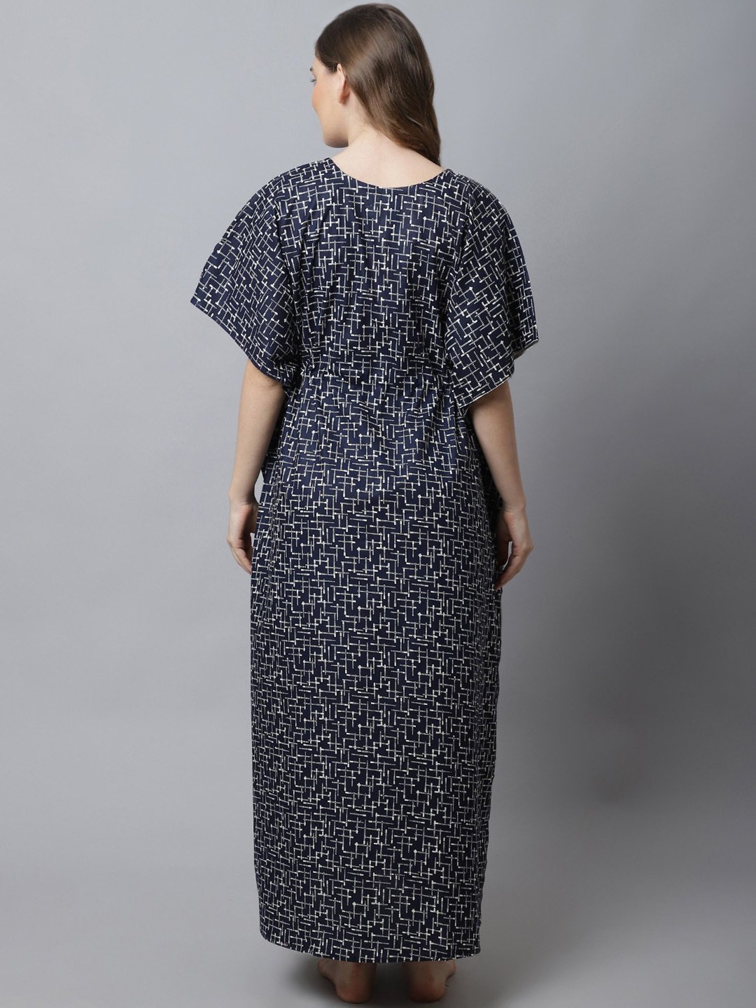 Secret Wish Navy Printed Kaftan Nighty
